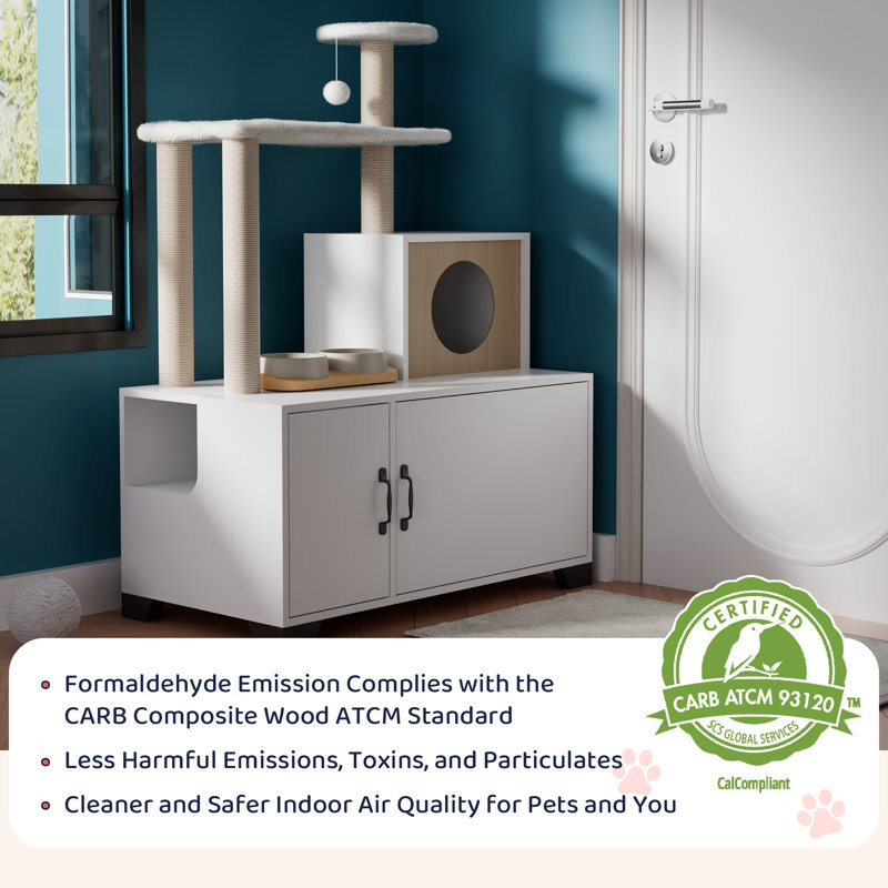 Tucker Murphy Pet™ Litter Box Enclosure With Cat Tree, Cat Litter Box